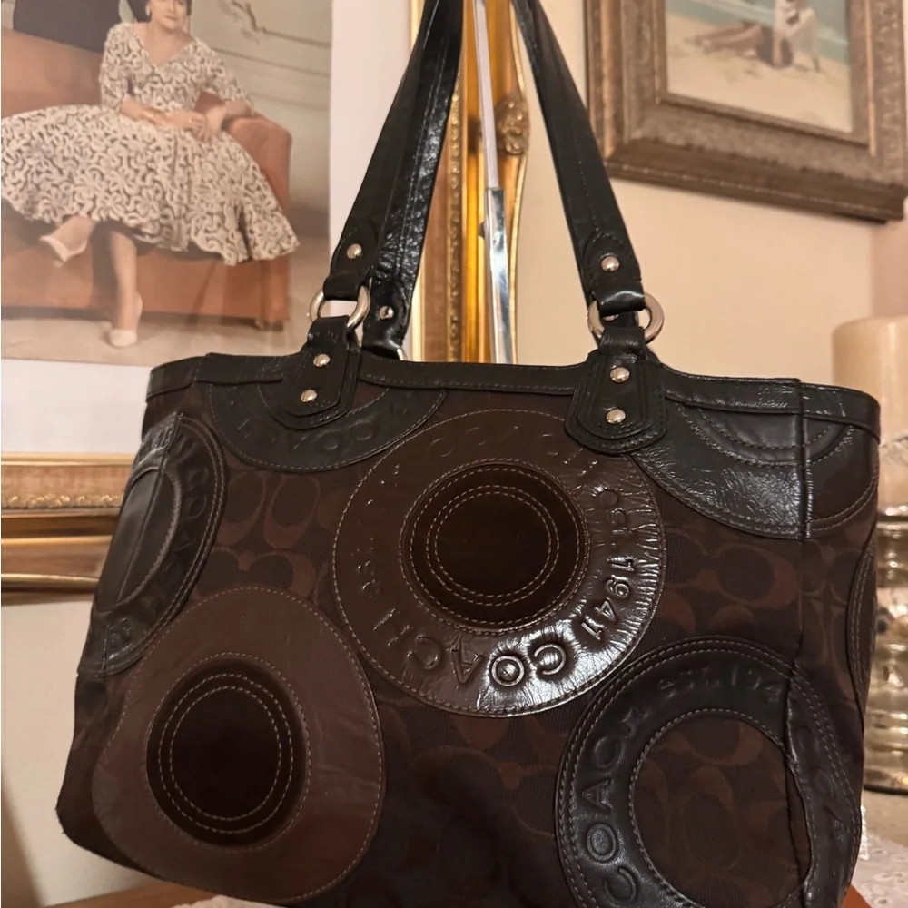 Coach Circle Patchwork East West Tote, - Picture 5 of 14
